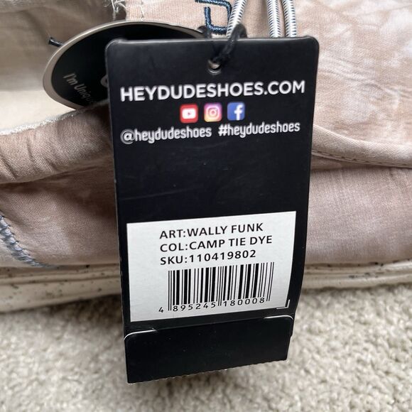 NWT HEY DUDE WALLY FUNK CANVAS Mens Shoe 15 Tan Lightweight Slip-On Camp Tie Dye - Picture 11 of 13